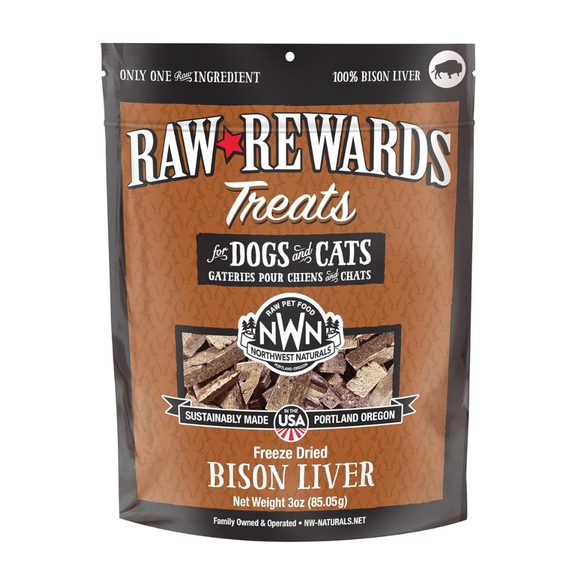 Northwest Naturals Freeze-Dried Bison Liver Treats for Dogs & Cats (3 oz) - Cat Treats 1