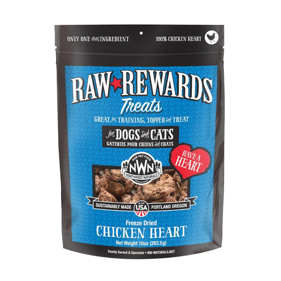 Northwest Naturals Freeze-Dried Chicken Hearts Treats for Dogs & Cats - 10oz - 7