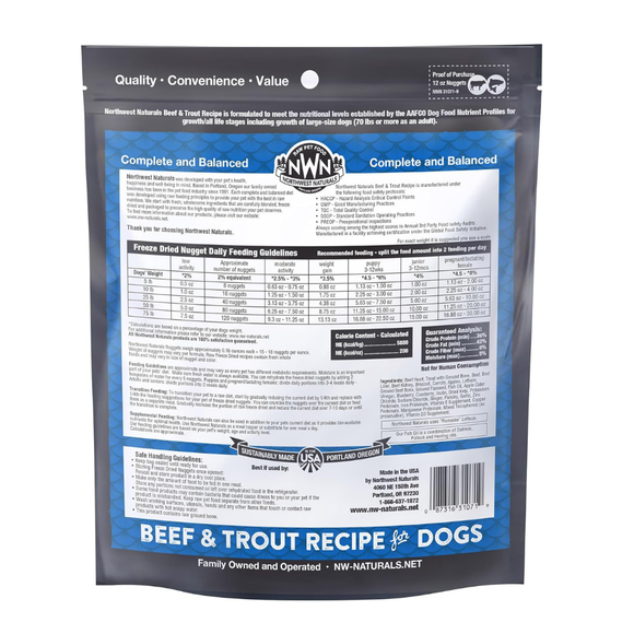 Northwest Naturals Freeze-Dried Nuggets Beef & Trout Recipe Raw Diets for Dogs - Dog Food 6