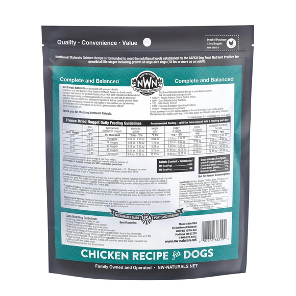 Northwest Naturals Freeze-Dried Nuggets Chicken Recipe Raw Diets for Dogs - 10