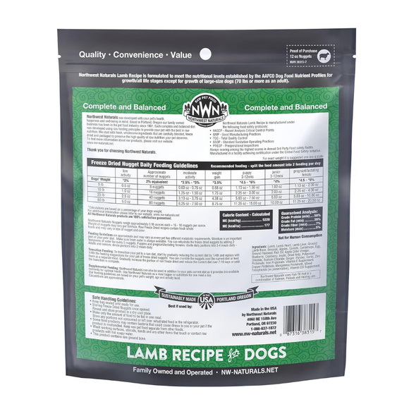 Northwest Naturals Freeze-Dried Nuggets Lamb Recipe Raw Diets for Dogs - Dog Food 9