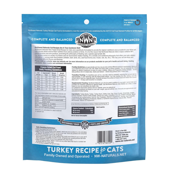 Northwest Naturals Freeze-Dried Turkey Recipe Raw Diets for Cats (11 oz) - Cat Food 7