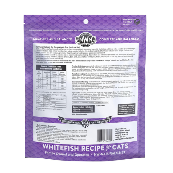 Northwest Naturals Freeze-Dried Whitefish Recipe Raw Diets for Cats (11 oz) - Cat Food 7