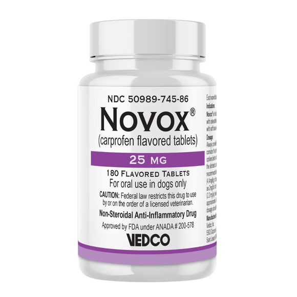 Novox (Carprofen) Chewable Tablets 25mg - 180 chewables - Pet Medicine 1