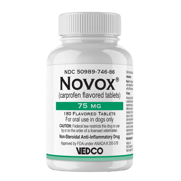 Novox (Carprofen) Chewable Tablets 75mg - 180 chewables - Pet Medicine 4