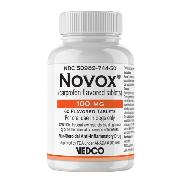 Novox (Carprofen) Chewable Tablets for Dogs 100mg - 60 chewables - Pet Medicine 1