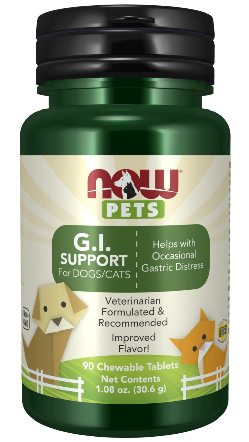 NOW Pets GI Support Dog & Cat Supplement 90 ct - Dog & Cat Supplements & Vitamins 1