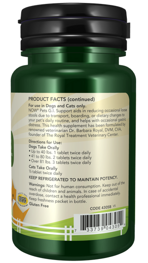 NOW Pets GI Support Dog & Cat Supplement 90 ct - Dog & Cat Supplements & Vitamins 2