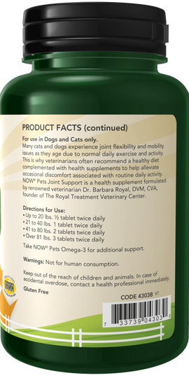NOW Pets Joint Support Dog & Cat Supplement 90 count - Dog & Cat Supplements & Vitamins 2