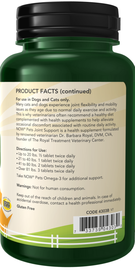 NOW Pets Joint Support Dog & Cat Supplement 90 count - Dog & Cat Supplements & Vitamins 2