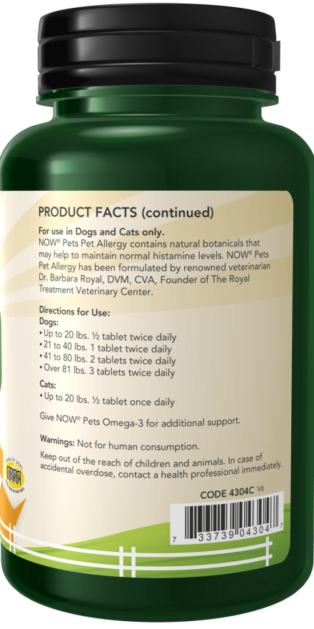 NOW Pets Pet Allergy 75 Chewable Tablets - Dog Supplements & Vitamins 2
