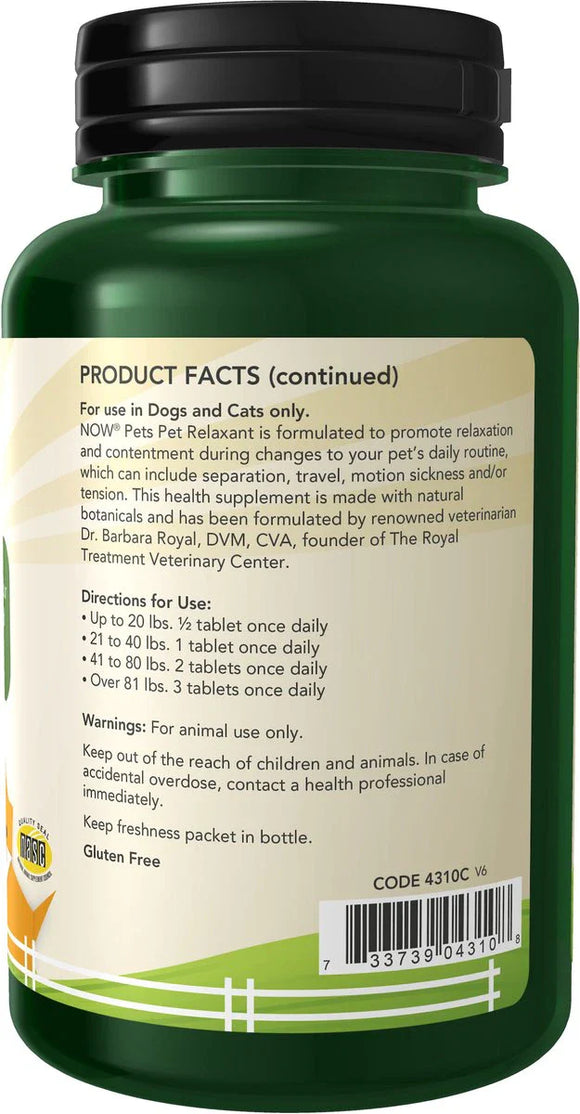 NOW Pets Relaxant for Dog & Cat 90 ct - Dog Calming & Anxiety Supplements 2