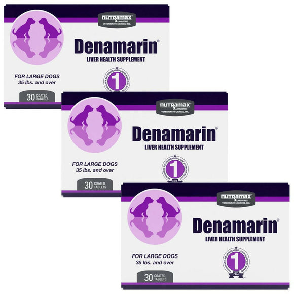 Nutramax Denamarin Liver Health Supplement for Large Dogs With S-Adenosylmethionine (SAMe) and Silybin - 3 pack (90