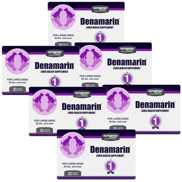 Nutramax Denamarin Liver Health Supplement for Large Dogs With S-Adenosylmethionine (SAMe) and Silybin - 6 pack (180