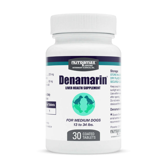 Nutramax Denamarin Liver Health Supplement for Medium Dogs - With S-Adenosylmethionine (SAMe) and Silybin - 1 bottle