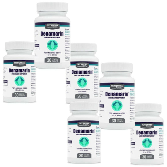 Nutramax Denamarin Liver Health Supplement for Medium Dogs - With S-Adenosylmethionine (SAMe) and Silybin - 6 bottles