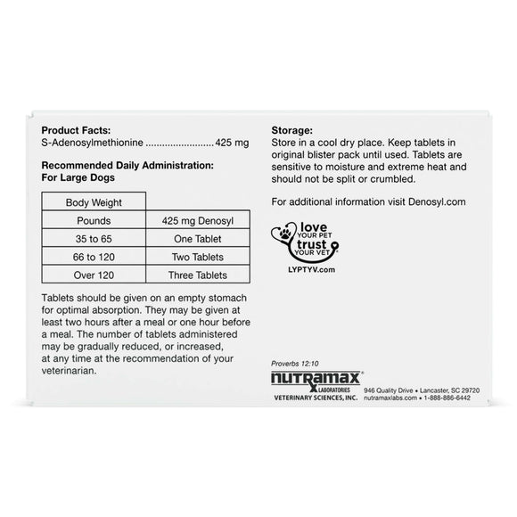 Nutramax Denosyl Liver and Brain Health Supplement for Large Dogs With S-Adenosylmethionine (SAMe) - Dog Supplements &