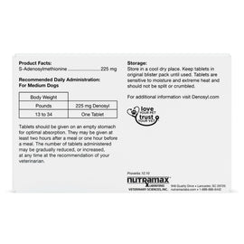 Nutramax Denosyl Liver and Brain Health Supplement for Medium Dogs With S-Adenosylmethionine (SAMe) - Dog Supplements &