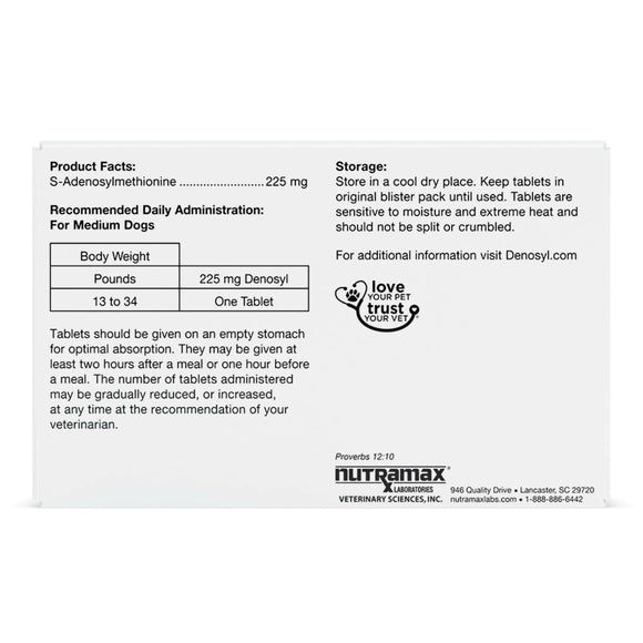 Nutramax Denosyl Liver and Brain Health Supplement for Medium Dogs With S-Adenosylmethionine (SAMe) - Dog Supplements &