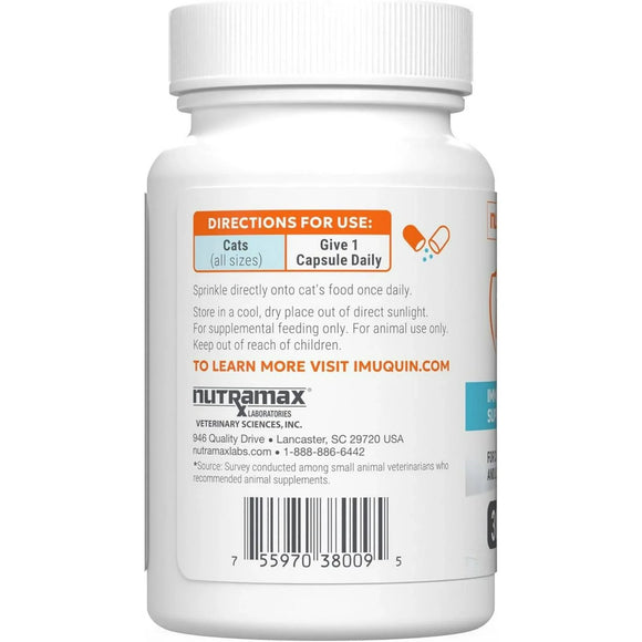 Nutramax Imuquin Immune Health Supplement for Cats 30 Sprinkle Capsules - Cat Immune & Allergy Supplements 4