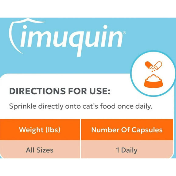 Nutramax Imuquin Immune Health Supplement for Cats 30 Sprinkle Capsules - Cat Immune & Allergy Supplements 6