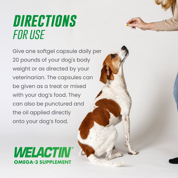 Nutramax Welactin Omega-3 Fish Oil Skin and Coat Health Supplement for Dogs 120 Softgels - Dog Supplements & Vitamins 10