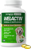 Nutramax Welactin Omega-3 Fish Oil Skin and Coat Health Supplement for Dogs 120 Softgels - Dog Supplements & Vitamins 1