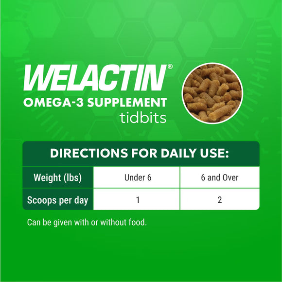 Nutramax Welactin Tidbits Dental Skin & Coat Health with Omega 3 Fish Oil Supplement for Cats 4.23-oz - Pet Vitamins &