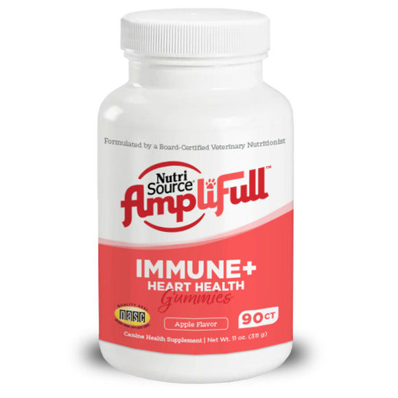 NutriSource AmpliFull Immune & Heart Health Gummies Dog Supplement, Apple Flavor, 90-count