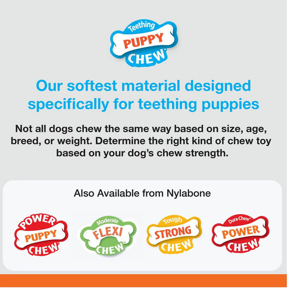 Nylabone Just for Puppies Teething Chew Classic Bone, Chicken Flavor, Medium Wolf