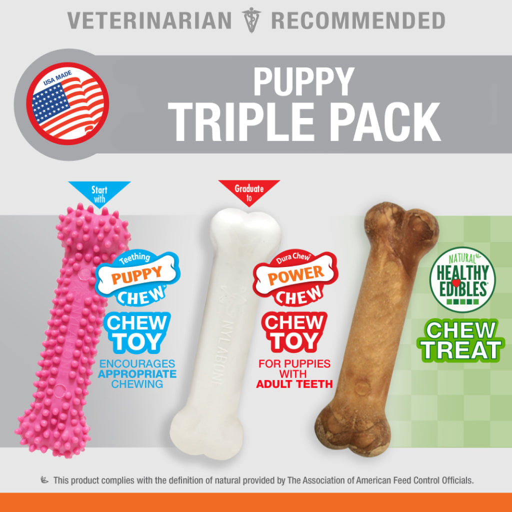 Nylabone Puppy Triple Pack: Chews & Treats Variety