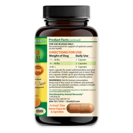 Back Label - Directions to use of Ocu-GLO PBXL Vision Powder Capsules for Medium & Large Dogs
