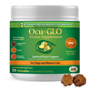 Ocu-GLO Vision Support Supplement for Dogs and Mature Cats - 30 Chewables