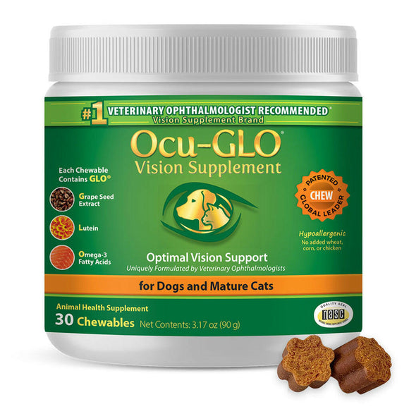 Ocu-GLO Vision Support Supplement for Dogs and Mature Cats - 30 Chewables