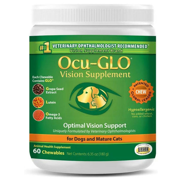 Ocu-GLO Vision Support Supplement for Dogs and Mature Cats - 60 chewables