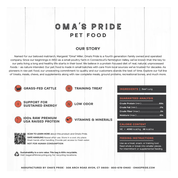 Oma’s Pride Dehydrated Beef Lung Dog & Cats Treats - Dog & Cat Treats 5