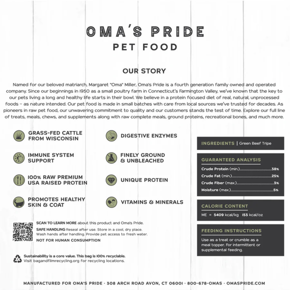 Oma’s Pride Freeze-Dried Beef Tripe Chunks Dog & Cat Treats (1.5 oz) - Dog & Cat Treats 3