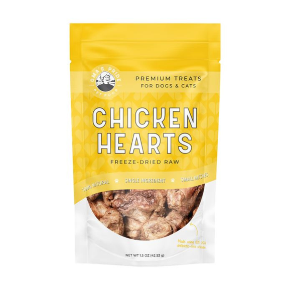 Oma’s Pride Freeze-Dried Chicken Hearts Dog & Cat Treats - 1.5 oz - Dog & Cat Treats 1