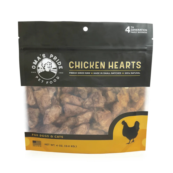 Oma’s Pride Freeze-Dried Chicken Hearts Dog & Cat Treats - 4 oz - Dog & Cat Treats 3