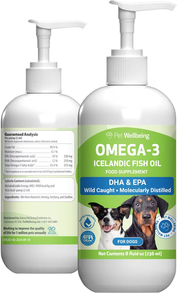 Omega-3 Daily Wellness - Skin Joint Brain and Heart Health For Dogs & cats (8 oz) - Dogs - Dog Health Supplement 10