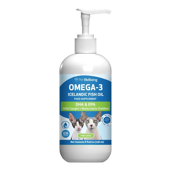 Omega-3 Daily Wellness - Skin Joint Brain and Heart Health For Dogs & cats (8 oz) - Cats - Dog Health Supplement 1