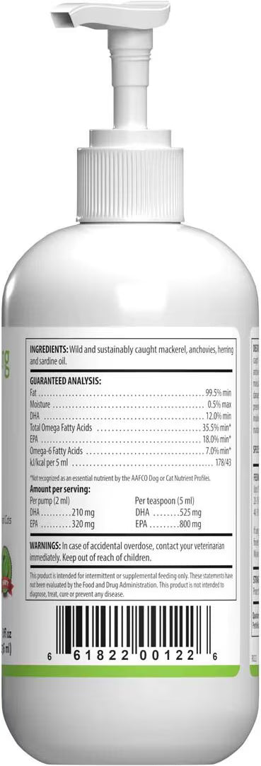 Omega-3 Daily Wellness - Skin Joint Brain and Heart Health For Dogs & cats (8 oz) - Dog Health Supplement 18
