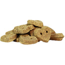 A pile of horse treats with blackstrap molasses flavor on a white background