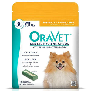 ORAVET Dental Hygiene Chews For Extra Small Dogs 3.5-9 lbs (30 chews)