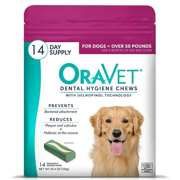 ORAVET Dental Hygiene Chews For Large Dogs over 50 lbs - 14 chews - Dog Dental Chews & Treats 5