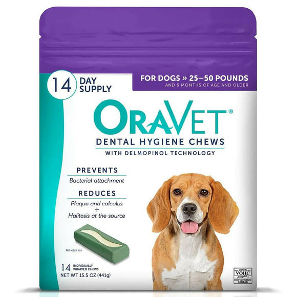 ORAVET Dental Hygiene Chews For Medium Dogs 25-50 lbs - 14 chews - Dog Dental Chews & Treats 5