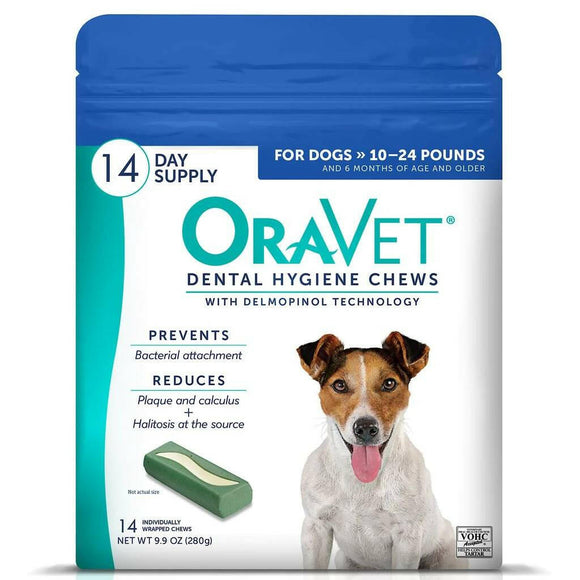 ORAVET Dental Hygiene Chews For Small Dogs 10-24 lbs - 14 chews - Dog Dental Chews & Treats 5