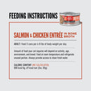 Feeding instructions for a can of cat food with a brand logo on a white background