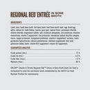Nutritional label for ORIJEN Regional Red Entrée cat food on a white background