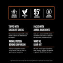 Product label detailing features of ORIJEN wet cat food on a black background
